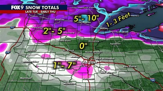 Minnesota snow totals from this week's winter storm