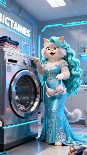 Cartoon on Instagram: "Meow owned a very strange washing machine.Whatever she put inside it came out double.First, she tried putting clothes inside — two came out instead of one.Excited, she kept experimenting.Then she put money inside… and it doubled too.Seeing this, her husband got greedy.Laughing foolishly, he jokingly pushed Meow toward the washing machine, dreaming of becoming rich overnight.In his imagination, Meow multiplied into many copies, all working together, and he became extremely 