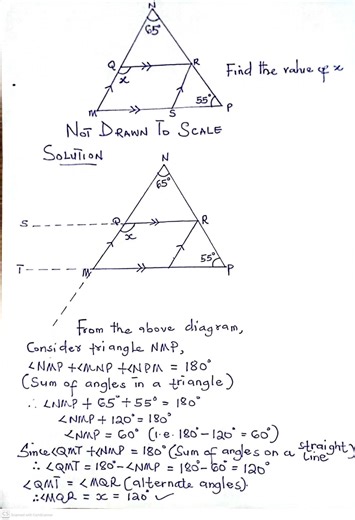 Do you know that one of the theorem properties of Parallel lines is the equality of alternate angles? #mathematician #mathematics #equation #GeometryTutor #geometry