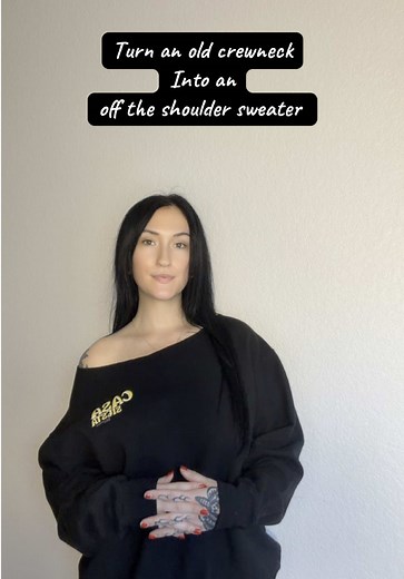 Transform Your Crewneck into an Off-the-Shoulder Sweater
