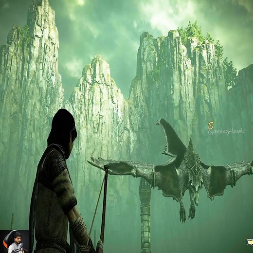 The 5th Colossus Awaits Above the Silent Lake 🏹 . . 🎮 Game Name: Shadow of the Colossus #ShadowOfTheColossus #CinematicGaming #EpicBossFight #ColossusBattle | Gaming Hawk