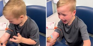 5-year-old getting blood drawn psyches himself up through tears with the best pep talk
