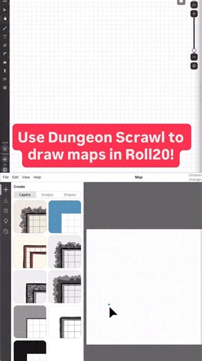 Play D&D and TTRPGs Online! on Instagram: "🎉 Have you tried this? Dungeon Scrawl is in Roll20! We’ve integrated this free map-making tool into the VTT so you can create maps on the fly while you play with friends. Perfect for Dungeons & Dragons online and more. How would you use this? #roll20 #roll20app #ttrpg #dnd #dnd5e #dungeonsanddragons #dndmaps #fantasymapmaking #maps"