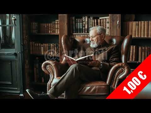 Leather Library Reading – Classic Study HD Stock Footage