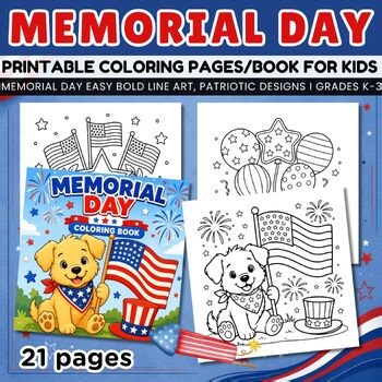 Memorial Day Coloring Pages/Book, Patriotic and Remembrance Activity, US History