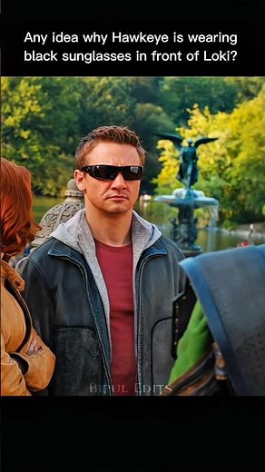 Why Is Hawkeye Wearing Black Sunglasses in Front of Loki? #marvel