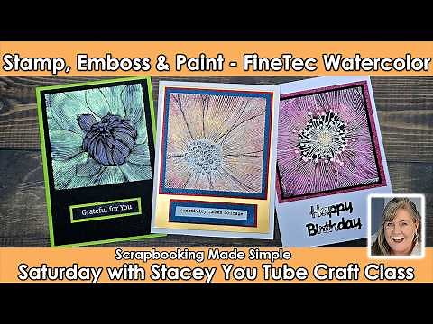 624 FineTec Watercolors with Tim Holtz Embossing Folders & Indigo Blu Stamps. You will love this