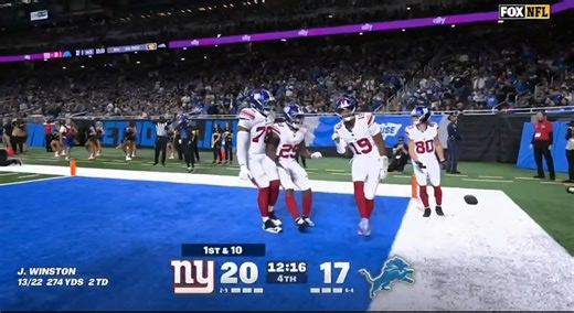 Jameis Winston has thrown for 340 yards and 2 touchdowns, plus a 33-yard RECEIVING TD vs the Lions as the Giants lead with under a minute to play. | FSU Football Fans