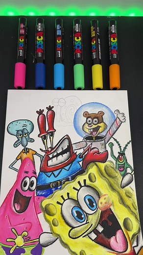 Drawing Squidward from SpongeBob with Posca Markers | Part 6