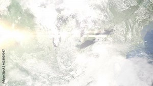 Zoom in from space and focus on Taylor, Michigan, USA. 3D Animation. Background for travel intro. Elements of this image furnished by NASA