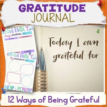 Gratitude Journal - Daily Reflection Writing Prompts SEL Thanksgiving Journaling