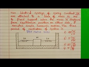 Two identical springs of spring constant 2K are attached to a block of mass m and to fixed support