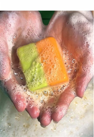 ASMR Washing Soap 🧼💚🧡 #washingsoap #soap #asmr #soapasmr