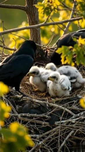 Close Call! Eagle Chicks Saved from Attack by Returning Parent 2025