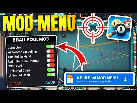 🔴 8 Ball Pool MOD Menu ✅ Líneas Largas, Dinero Infinito y Max Power en 8 Ball Pool MOD (Android/iOS)