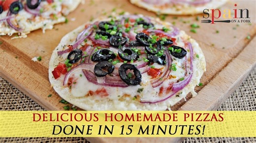 Quick & easy Spanish pizzas | Manchego, roasted peppers & olives