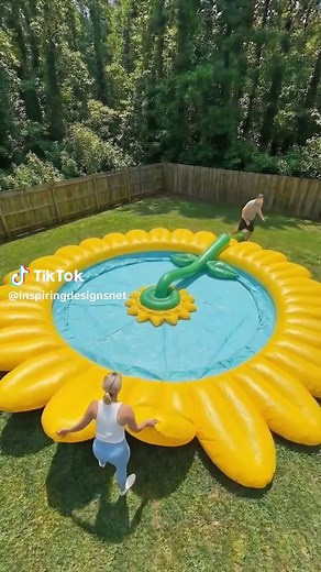 Setting Up a Giant Inflatable Sunflower Pool