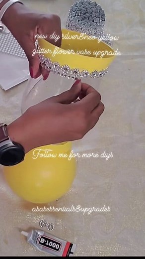 382K views · 10K reactions | New diy silver diamond rhinestone with Neo yellow Glitter flower vase upgrade. Great for weddings, anniversary celebrations. Follow me for more diy projects. Subscribe to my utube channel for full diy videos @ asasessentials&upgrades Thank you for following me. ❤️#smallbusiness #homemade #etsyseller #asasessentials #foryoupage #craftyhacks #etsyshop #unique #viralreels #unqiue #viralvideo #doityourself #diyprojects | Asa Asa | Facebook