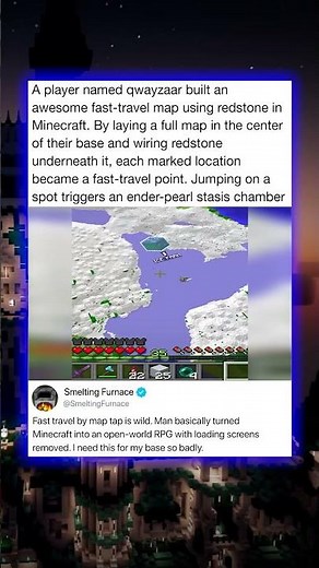A player named qwayzaar built an awesome fast-travel map using redstone in Minecraft. By laying