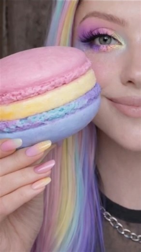ASMR Rainbow Food ASMR 😍 Macaron, Cupcake & Noodles Eating Sounds Relaxing ASMR #shortsfeed #viral
