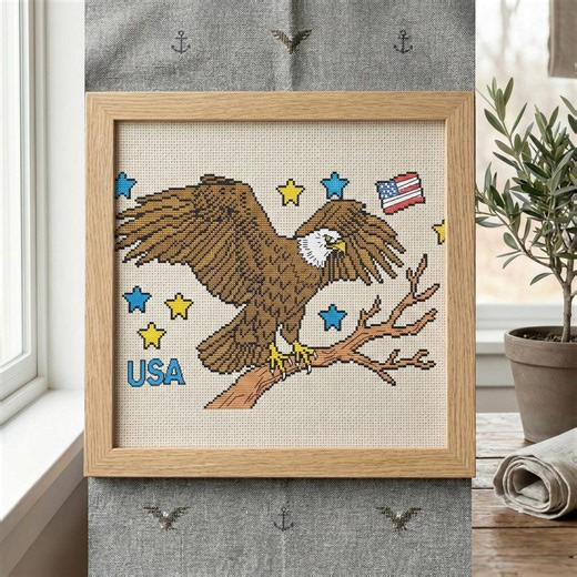 American Eagle Cross Stitch Pattern PDF Patriotic USA Bird Chart - Etsy