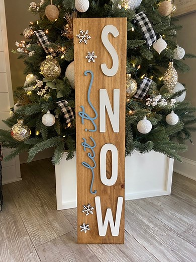 Let It Snow Wood Sign: 3D Lettering Christmas Porch Decor - Etsy