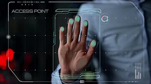 Biometric Hand Scan Process Allow User Access Identifying Personality Close Up