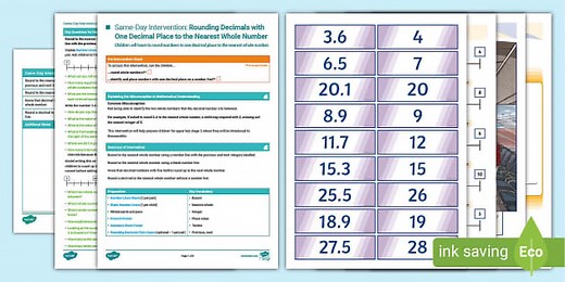 Year 4 Maths Same-Day Intervention Plan: Rounding Decimals with One Decimal Place to the Nearest Whole Number