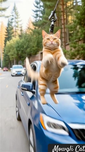 Cat hangs on jungle zip line #shorts #cat #catvideos #petlover #cute #funny #pets #shorts #trending