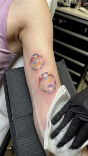 3D bubble tattoo on the forearm! 🫧✨ This 3D ink looks like real water 💧 Tiny 3D detail is insane! 🫧