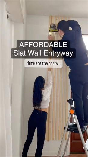 DIY Wood Slat Accent Wall | Entryway Makeover | Modern Wood Paneling