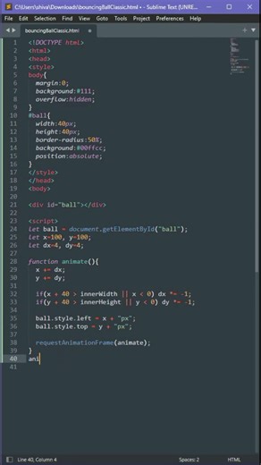 Classic Bouncing Ball in HTML/CSS & JAVASCRIPT