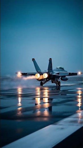 濕滑甲板、憂鬱之藍、純粹力量：航母起飛實錄 Wet Deck, Blue Night, Pure Power ⚓️ F-18 Carrier Launch #f18 #fa18