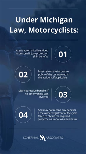 🏍️ Did you know Michigan's no-fault insurance treats motorcycles differently from cars? Motorcycles aren’t classified as motor vehicles for no-fault purposes, often leading to unexpected injury costs. At Schefman & Associates, we can review your policy and crash details to help identify potential claims. Learn more about motorcycle accident cases on our blog: www.schefmanlaw.com/blog/is-a-motorcycle-accident-case-different #MichiganLaw #MotorcycleInsurance #SchefmanAndAssociates | Schefman & As