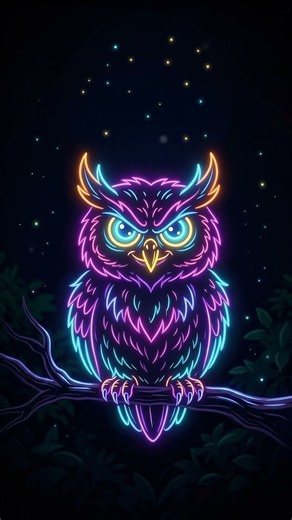 Neon Owl Halloween Window Projector Video