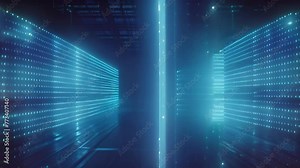 Abstract blue technology background with binary code. 3d rendering toned image, Abstract digital server background with binary code and AI algorithms running in the background, AI Generated