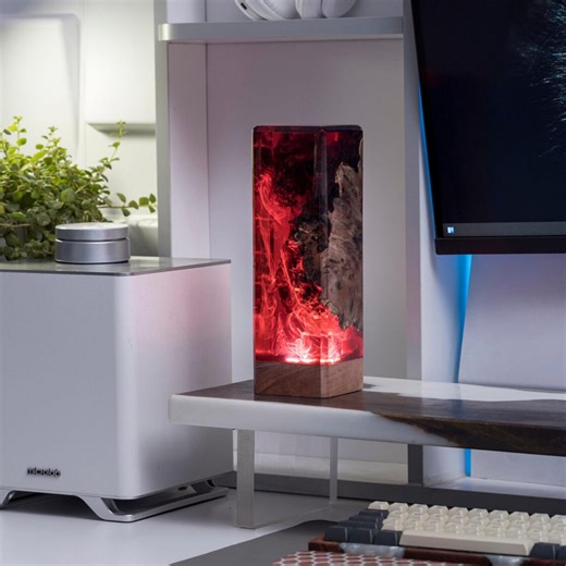 Unique Wood Epoxy Resin Lamp Art: Personalized Gift for Housewarming, Birthday, Valentine's Day Gift for Her, Him - Etsy