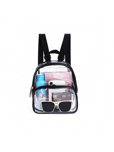 1pc Small Clear Backpack Mini Transparent PVC Backpack Summer Waterproof Beach Cell Phone Bag For Travel School Storage Cute Rucksack Plastic Transparent Backpack For School Work Stadium Travel Perfect Gift For Girls, Waterproof Clear Backpack, Casual Style For Outdoor Sports Or Travel Convenience | SHEIN