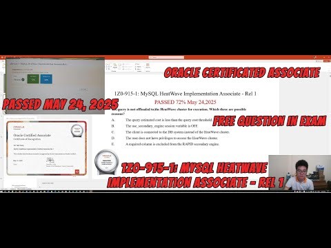 Real Question Exam 1Z0-915-1: MySQL HeatWave Implementation Associate - Rel 1 | Passes 72% ,May 2025