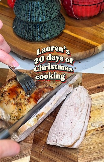 The JUICIEST turkey crown 🦃✨ Day 2 of Lauren’s 20 Days of Christmas Cooking and this recipe makes the ultimate buttery, juicy roast turkey crown that doesn’t dry out. I used this method last year to cook a boneless turkey joint and it was amazing!! You wrap the turkey in cling film and then foil so it poaches in its own butter and juices… then finish it in the oven/air fryer for that golden crispy skin. This method only works on turkey crowns / turkey joints but it’s amazing and so juicy. I lea