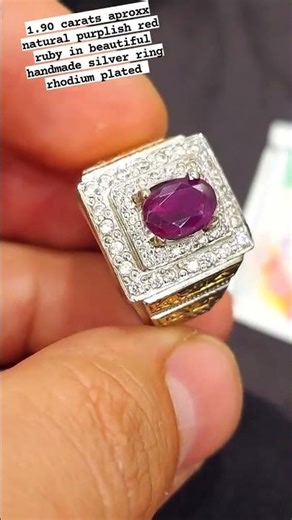 Purplish Red Ruby 1.9 Carat Approx in very beautiful Ring