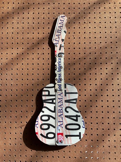 License Plate Guitar Wall Art- Handmade Metal Music Decor, Alabama Plates - Etsy