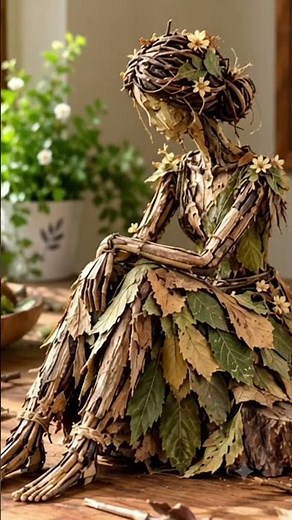 DIY Art & Craft: How to Make a Stunning Human Figure Using Dry Twigs and Leaves