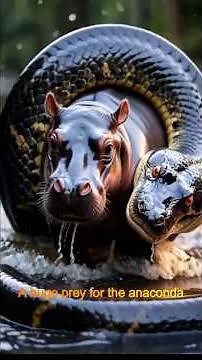 The baby hippo in the deadly coils of the anaconda🚨