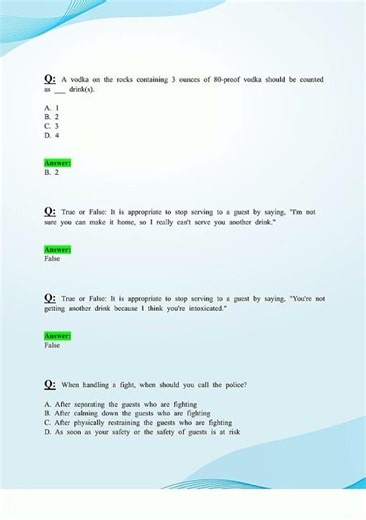 SERVSAFE ALCOHOL PRACTICE EXAM LATEST UPDATE QUESTIONS EN ANSWERS GRADE A 100 CORRECT VERI new vid
