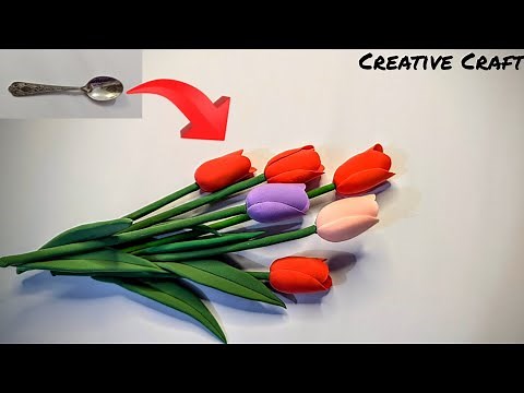 How to Make a Flower with Clay||Tulip Flower|| Easy Tutorial||Tulip Flower Making with Clay|| tulip