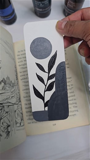 Aesthetic Shades of Grey Boho Art Bookmark 🩶🖤 Minimal Abstract Painting #bookmark #bohoart #diy