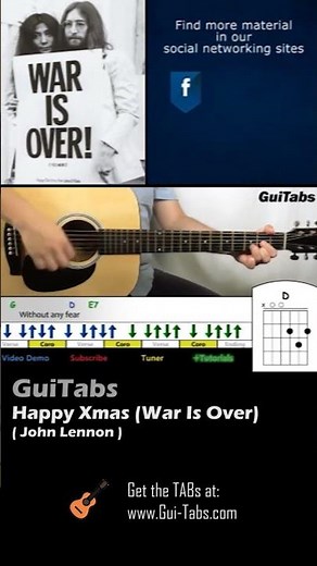 How to play Happy Xmas (War is Over) 🎄✌ (Short Version) - John Lennon 👓 / Guitar Lesson / GuiTabs
