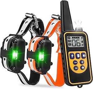 TechKen Dog training collars with remote, 2 Pack Rechargeable Waterproof Shock Vibration Collar with 3 Training Modes and 875 Yards Remote Range for Small Medium Large Dogs