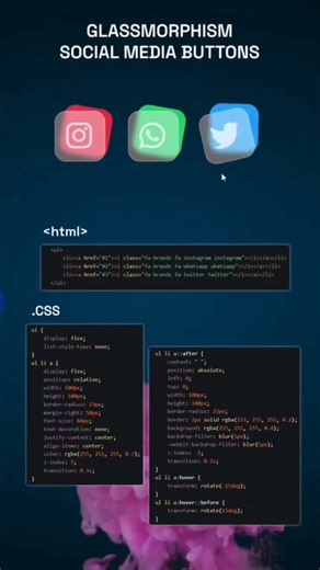 Glassmorphism Social Media Buttons with HTML & CSS ✨